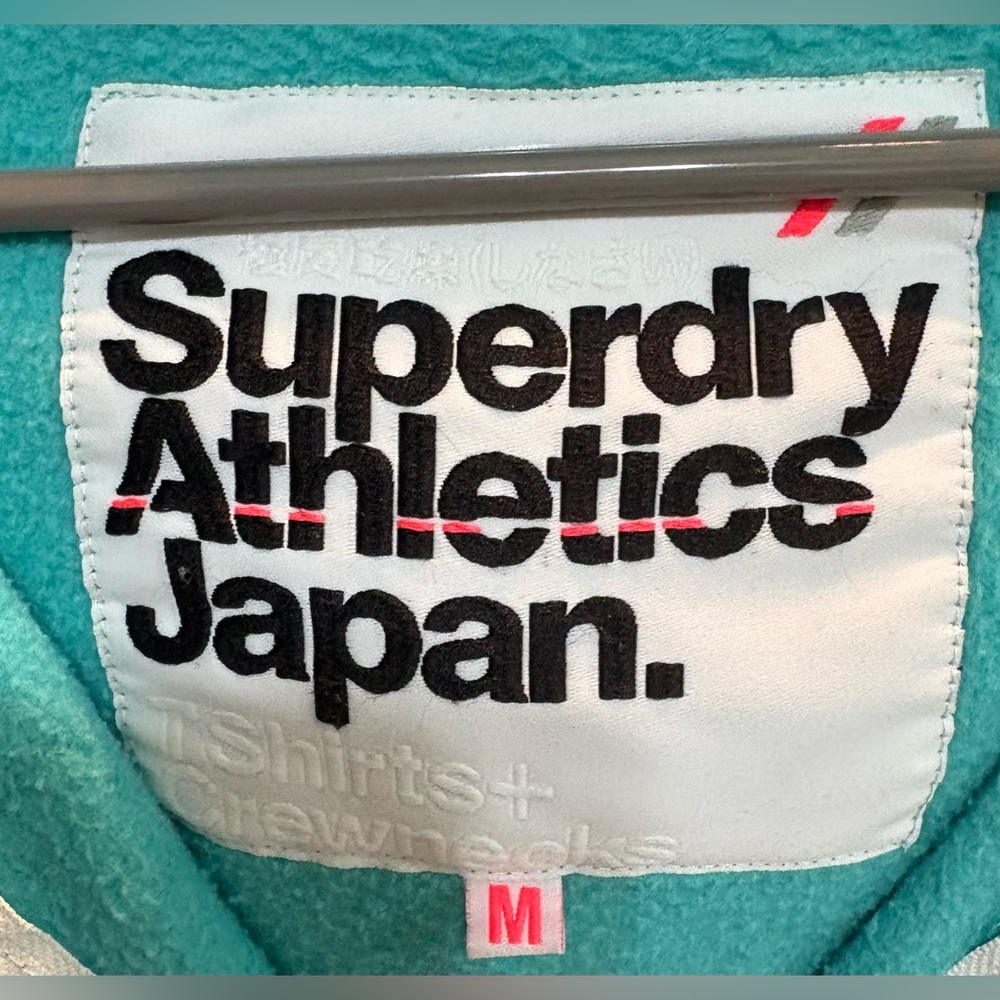 Superdry Athletics Japan Turquoise Zipper Hooded Sweatshirt Women Medium (8)
